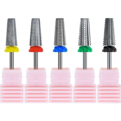 Nail Carbide 5 in 1 Bit-Two Way Rotate for Both Left Right Handed-Fast remove Acrylic or Hard Gel- 3/32"-Drill Machine( Silver)