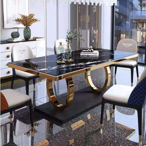 Light luxury rock board dining table and chair combination modern minimalist household small apartment living room dining table
