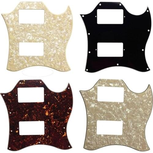 Pleroo Guitar Parts - For Gib Standard SG Full Face Guitar Pickguard Route PAF SG Humbuckers Scratch Plate No Bridge Hole