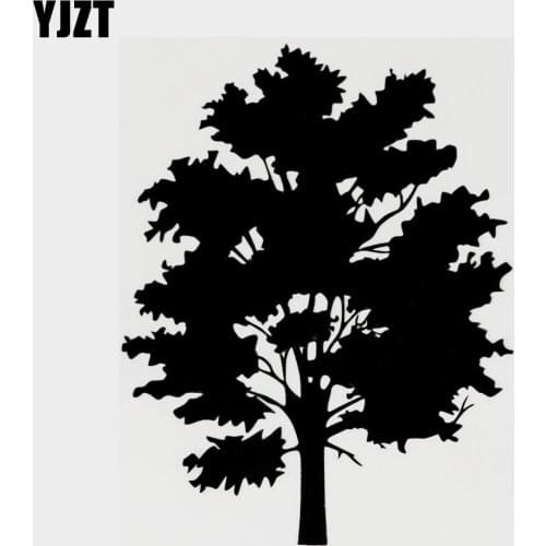 YJZT 10.5CM×13.5CM Fashion Plant Tree Vinyl Car Window Sticker Decal Black/Silver 18B-0183
