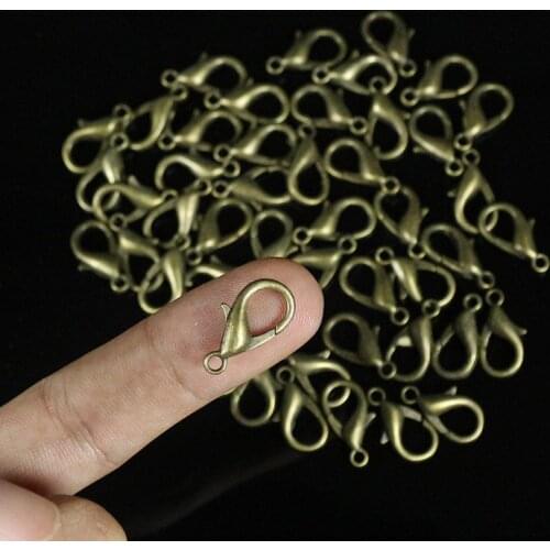 50pcs/lot Antique Bronze Color Lobster Claw Clasp 10MM 12MM 14MM 16MM 18MM Lager Necklace Clasp Connector for DIY Jewelry Making