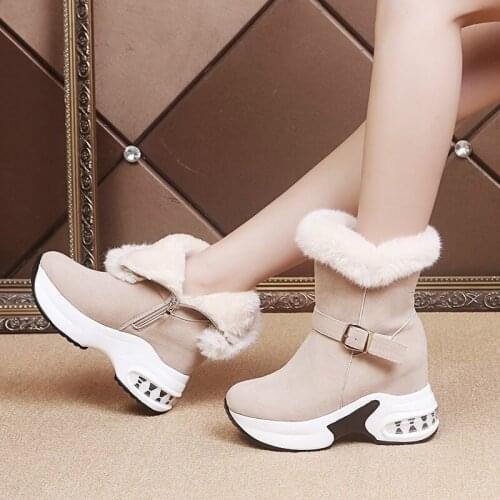 Women Winter Warm Rabbit Fur Sneakers Platform Snow Boots Women Ankle Boots Female Causal Shoes Ankle Boots for Women