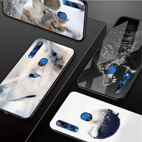 Animal Wolf Tempered Glass Phone Case For Huawei honor 8X 9 10i 20i 20Lite 20Pro 30 Pro Cover Shell