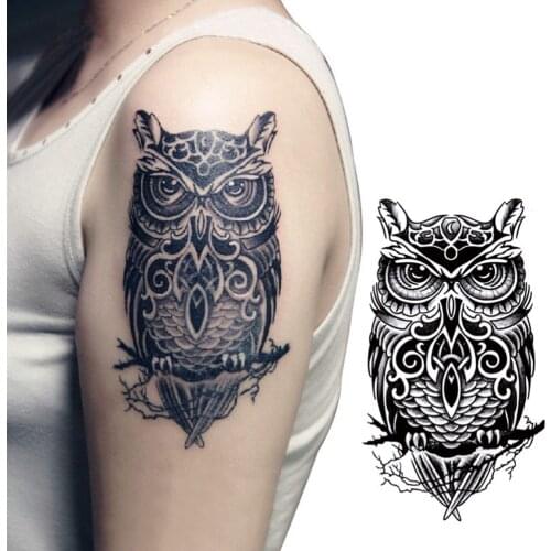 1pc Hot Temporary tattoos large black owl arm fake transfer tattoo stickers hot sexy men women spray waterproof designs