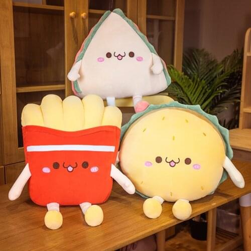 1pc New Creative Burger French Fries Sandwich Plush Toy Soft Stuffed Pillow Doll Sleep Cushion For Children Girls Birthday Gifts