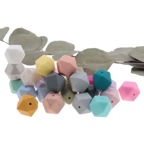 10pcs Silicone Beads 17mm Hexagon Chew Food Grade Silicone Baby Teething Toy Diy Teething Necklace Bead Baby Teethers BPA Free