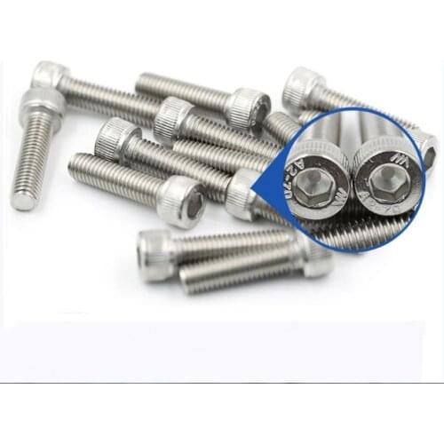 20/50Pcs DIN912 M1.4 M1.6 M2 M2.5 M3 M4 M5 M6 304 Stainless Steel Hexagon Socket Head Cap Screws Bicycle Hex Bolts
