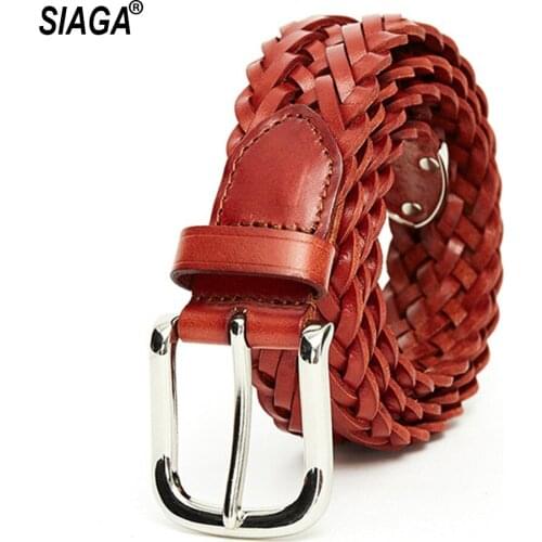 2020 New Arrival Unique Design Knitted Cow Genuine Leather Belts for Women Retro Fashion Female Accessories Jean FCO034