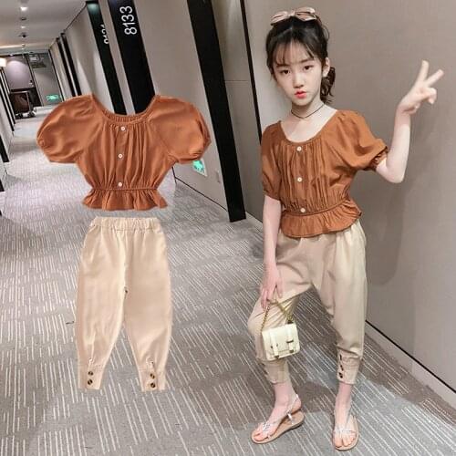 2021 girls clothing sets blouse+pants children clothing 2pieces teen girl clothes suit 8 10 vetement fille meisje sets Outfits