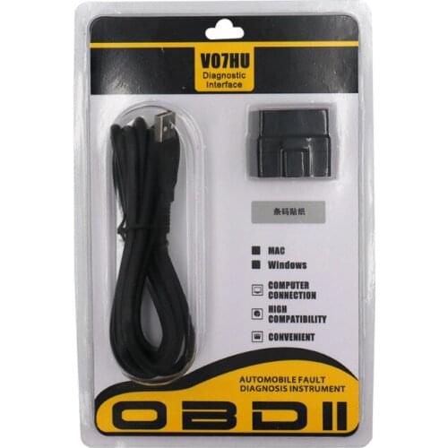 ELM327 V07HU Car Diagnostic tool with 25K80 RS232 Chip USB Port On PC Car Diagnostic Tool Support 9 Kinds of OBD2 Protocols