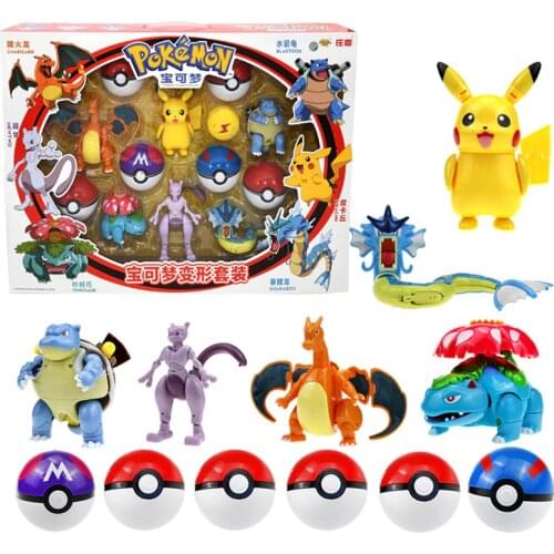 Takara Tomy Pokemon Deformation pokeball Figures Toys Transform Pikachu Action Figure Model Dolls Kids Christmas New Year Gifts
