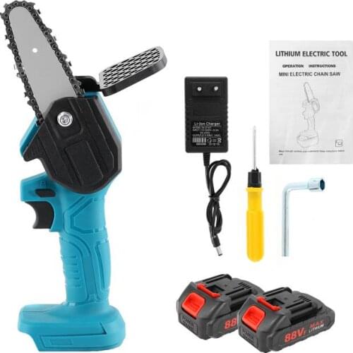 88V Electric Pruning Chainsaw Mini Woodworking Logging Saw One-handed Garden Tool w/ Lithium Battery & Charger EU Plug