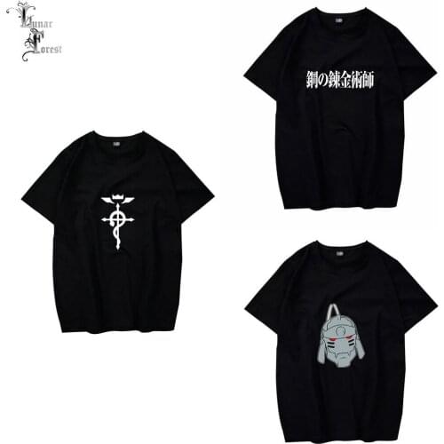 Fullmetal Alchemist Printing T-shirt Summer Fashion Round Neck Short Sleeve Popular Japanese Anime Streetwear Plus Size