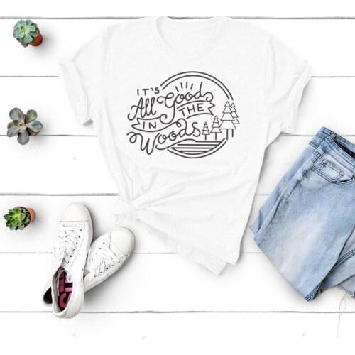 Unisex its all good in the woods Graphic T-Shirt 100% Cotton Grunge Stylish Slogan Aesthetic Tops Trendy art tshirts