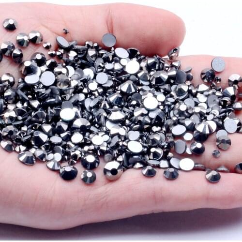 Hematite ss3-ss34 Non Hotfix Crystal Rhinestones For Strass Ongles Nails Art Decorations Round Flatback Glue On Glass Stones
