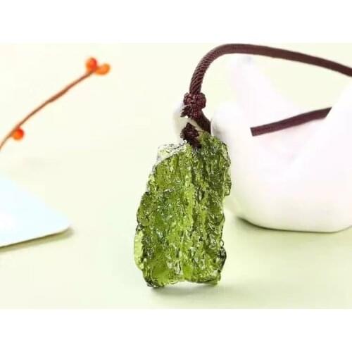 Hot Sale A++ Natural Moldavite green aerolites crystal stone pendant energy apotropaic4g-6g/ lot+ free rope Unique Necklace