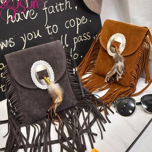 Gusure High Quality PU Leather Handbags Tassel Envelope Crossbody Bag for Women Bohemia Designer Shoulder Messenger Tote Purse