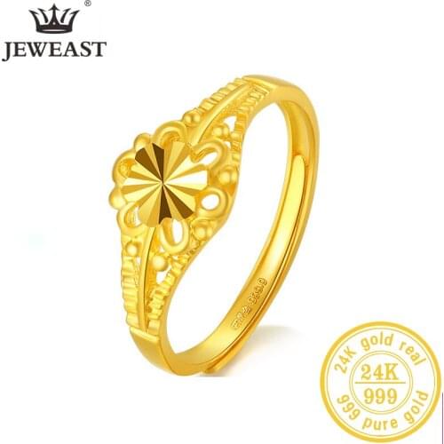 JLZB 24K Pure Gold Ring Real AU 999 Solid Gold Rings Elegant Shiny Beautiful Upscale Trendy Classic Jewelry Hot Sell New 2020