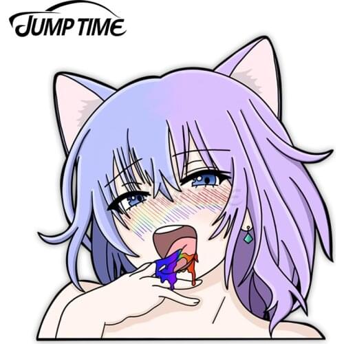 JumpTime 13 x 9cm Ahegao Face Rainbow Anime Character Vinyl Peeker Personality Stickers Vinyl Car Sticker Car Decals Waterproof