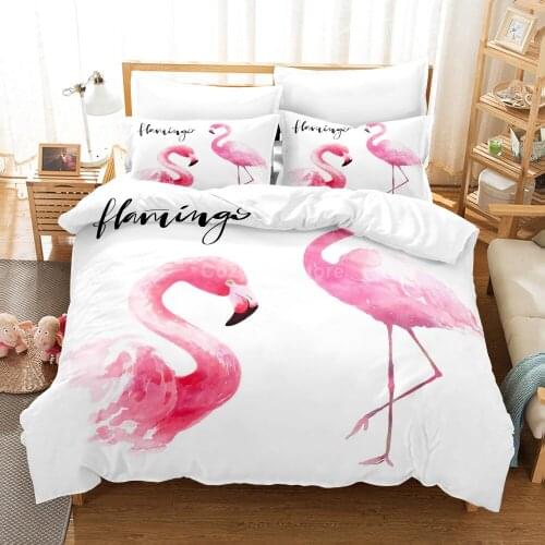 Flamigo Pink Bedding Set White Modern 3d Duvet Cover Set Comforter Bed Linen Twin Queen King Single Size Kids Adult Gift Animal
