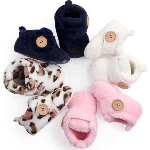 Cute Toddler Baby Shoes Winter Warm Baby Boots Newborn Crawling Prewalker Shoes Lamb Plush Hairy Boy Girl Crib Pram Shoes