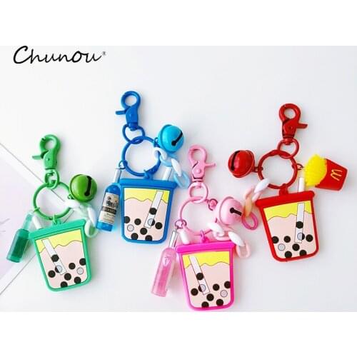 Cute Pearl Milk Tea Keychain Silicone Simulation Drink Key Chain for Women Girls Bag Car Keyring Pendant Porte Clefs Wholesale