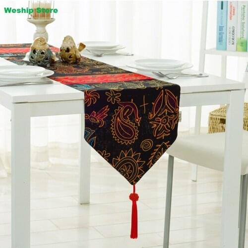 Fashion Home Double-deck cotton table runner Sunflower Peacock Southeast Asian nation wind Vintage Style Table flag and Placemat