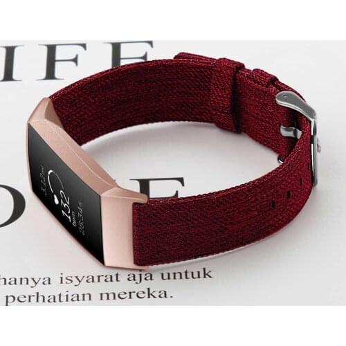 Fashion Woven Wrist Strap Replacement Canvas Fabric Watch Band Bracelet Strap Band For Fitbit Charge 3 Smart Watch Accessories