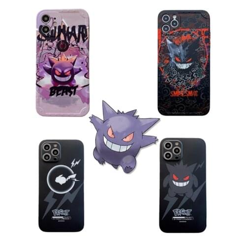 Japan Anime Pokemon Gengar Soft Phone Case for IPhone 11 12 Pro Max Mini 7 8 Plus XR X XS MAX Luxury Street Lightning Funda Capa