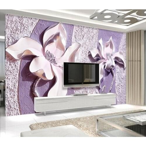 Custom papel DE parede floral,3D Purple Jade orchid murals for bedroom restaurant TV background wall waterproof wallpaper
