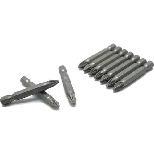 10Pcs 1/4" PZ2 Hex Pozi Screwdriver Bits Tools Set Kit 50MM