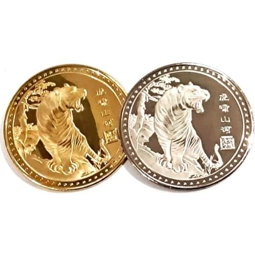 2022Chinese New Year Culture Tiger Year Commemorative Coin Bimetal Collection Coins Decoration Crafts Tiger Year gift