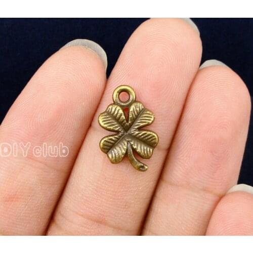 100pcs-Antique Bronze Four Leaf Clover Charms Pendant 17x11mm