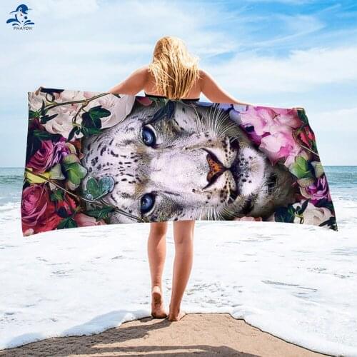 PHAYON Forest Tiger Microfiber Bath Towel for Adults Large Beach Towels Soft Beach Mat Quick Dry Towel Camping Travel Blanket