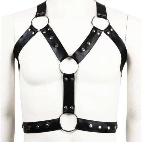 Fetish Men Sexual Chest Harness Strap Polyester Adjustable Exotic Tops Body Bondage Harness Cage Rave Gay Clothes for BDSM Sex