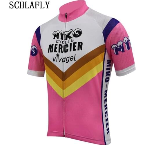 Retro pink cycling jersey short sleeve summer bike wear jersey road jersey bike top cycling clothing schlafly Quick Dry