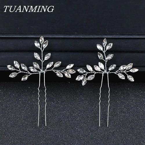 Silver Color Handmade Crystal Wedding Hairpin Rhinestone Bridal Hair Pin Clip Bridesmaid Bride Hair Accessories