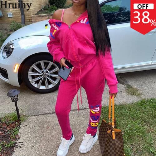 Tracksuit Women Drawstring Elastic Waist Hooded Collar Long Sleeve Fashion Two Piece Set Women Streetwear Pocket Dresy Damskie