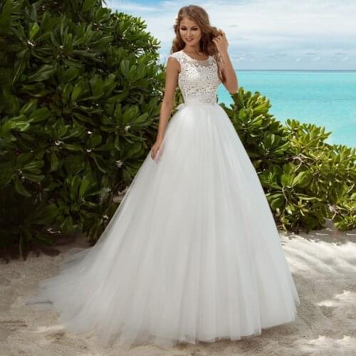 Princess Wedding Dress Vestidos De Noiva White/ivory Cap Sleeve Top Lace Tulle A Line Robe De Mariee Wedding Dresses