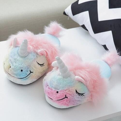 Dream Unicorn slippers winter warm home floor soft animal slippers female slippers girl winter warm shoes lady
