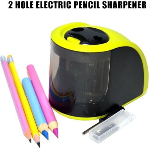 Pencil Sharpeners Battery Operated or USB Powered Pencil Sharpener with Container Double Holes for 6-12mm UY8