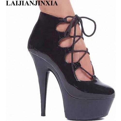 LAIJIANJINXIA Autumn Sexy Straps 15cm High Heels Night Club Party Queen Dance Shoes Platform Pumps Women Dress Dance Pumps Shoes