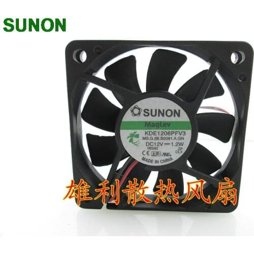 Original For Sunon KDE1206PFV3 1.2W 6CM 6010 2 wire dc brushless fan 12v