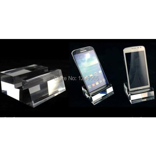 High-grade Clear Crystal acrylic mobile cell phone display rack holder big screen phone display stand rack free shipping