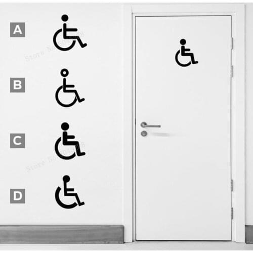 Handicap Bathroom Sign Restroom Toilet Door Decals WC Vinyl Stickers WC Sign Vinyl Wall Decals Handicap Symbol Wallpaper LL1079