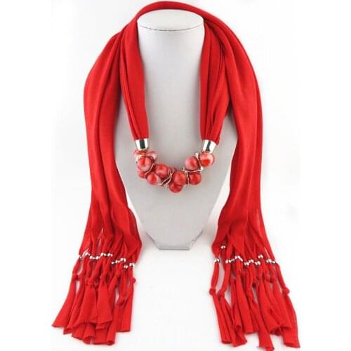 New Fashion Ethnic Polyester plain weave Tie dye Tassel Multicolor grape string Necklace Jewelry Scarf Women Shawl color Scarves