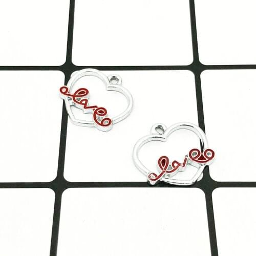 10pcs/lot Peach Heart Drops of Oil LOVE Plating UV Coloralloy Jewelry Pendant Accessories 19*19mm