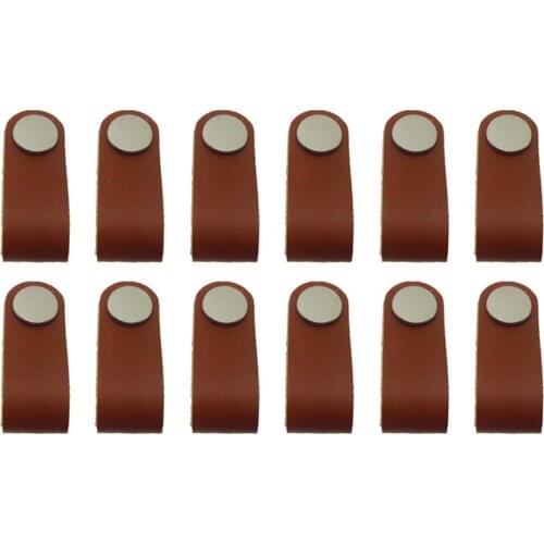 12pcs PU Leather Cabinet Handles Furniture Handle Handmade Modern Europe Style Pull Handle Knob for Doors Cupboards Wardrobe
