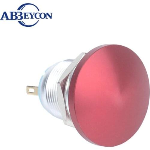 16mm Mushroom Head Momentary 1No Metal Push Button Switch Pin Terminal Waterproof Metal Shell Top Red Green Domed Head Switch