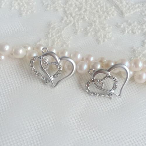 19MM 25pcs Double Heart Shape Silver Color Alloy Charms Jewelry Pendants